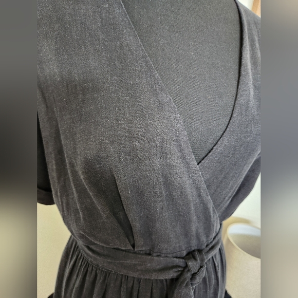 URBAN OUTFITTERS LINEN BLEND WRAP DRESS WITH DEEP POCKETS - Picture 6 of 12